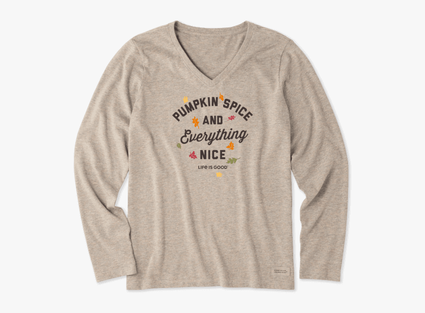 Women S Pumpkin Spice Long Sleeve Crusher Vee - Shirt, HD Png Download