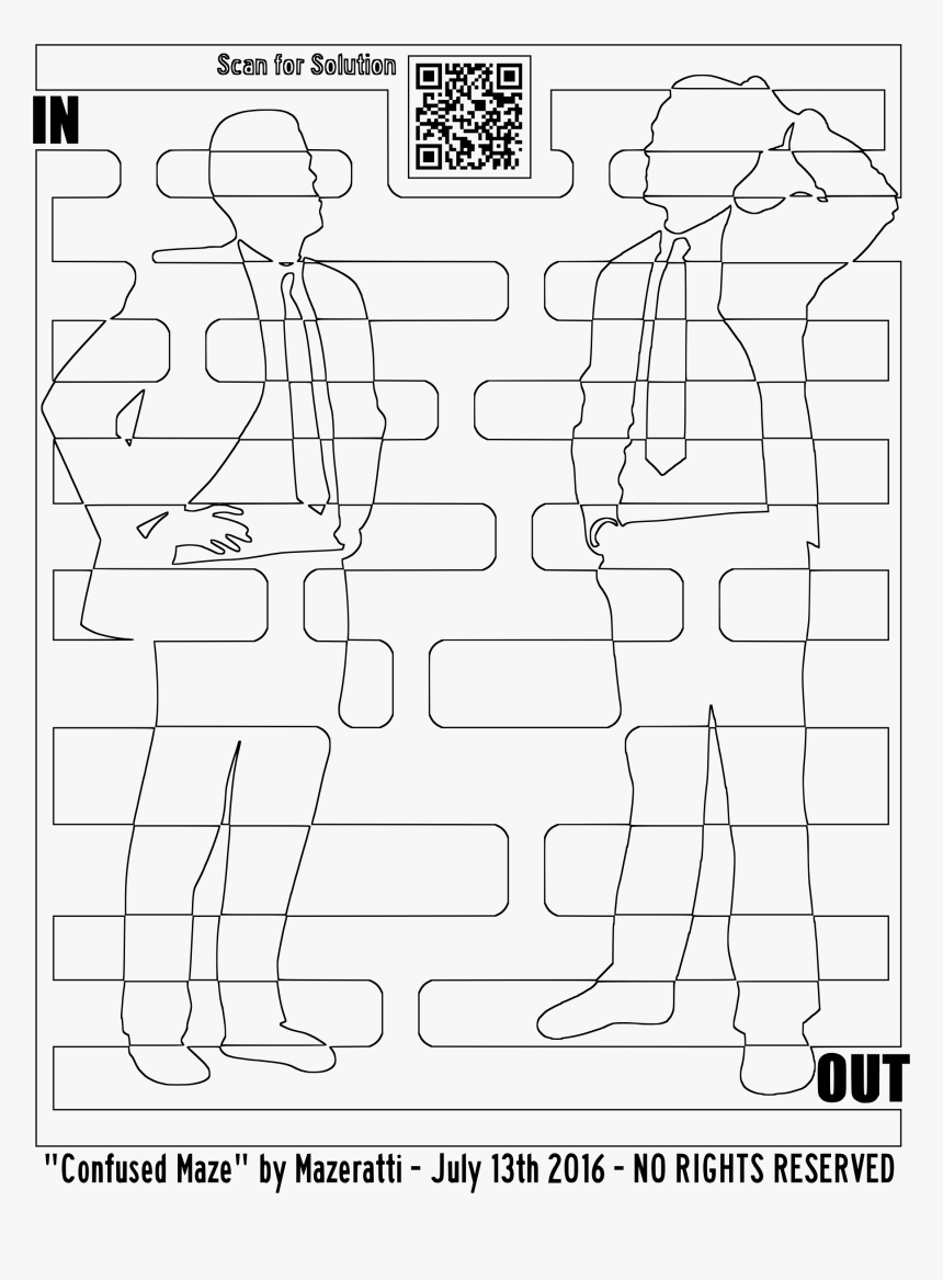 Confused Maze Coloring For Grown Ups Clip Arts - Line Art, HD Png Download