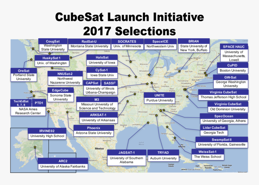 Nasa Lets Education-focused Cubesats Hitch A Free Ride - Cubesat Launch Initiative 2017, HD Png Download