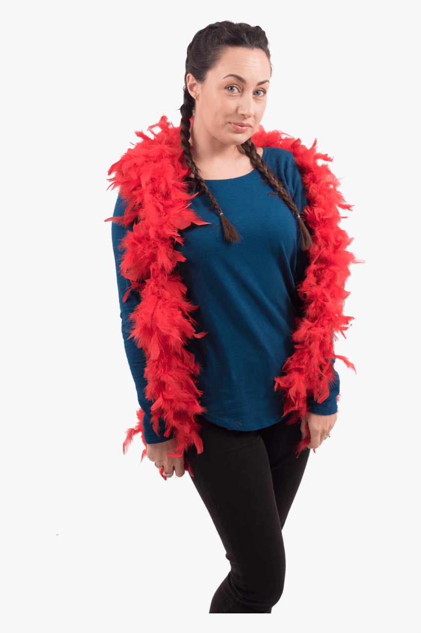 Red Feather Boa - Girl, HD Png Download