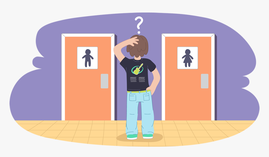 Person Standing In Front Of Mens And Ladies Toilet - Psicología De La Identidad De Género, HD Png Download