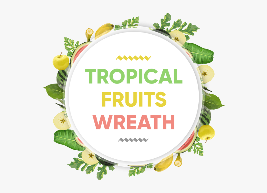 Watercolor Tropical Fruits Wreath Badge Frame, Watercolor, - Watercolor Fruit Frame Png, Transparent Png