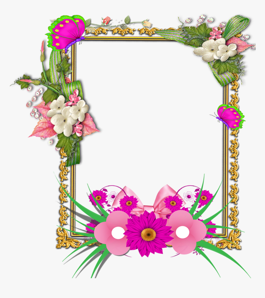 Flowers Tropical Frame Png, Transparent Png
