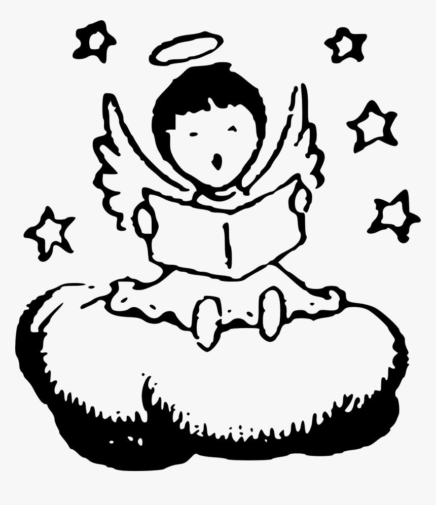 Cute Angel Clipart Black And White, HD Png Download