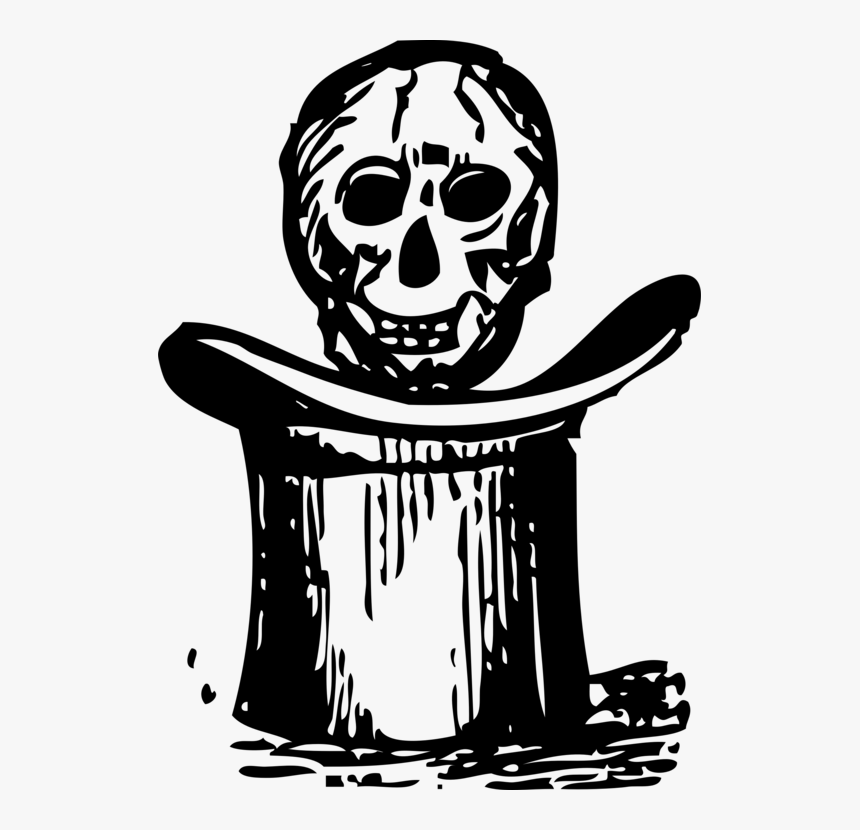 Human Behavior,head,art - Skeleton With A Hat Silhouette Vector, HD Png Download