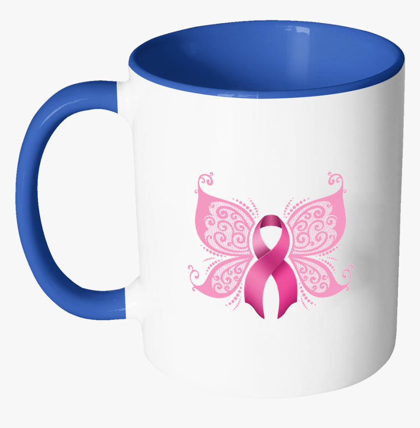 Butterfly Pink Ribbon Breast Cancer Awareness 11oz - Breast Cancer Awareness Clipart, HD Png Download
