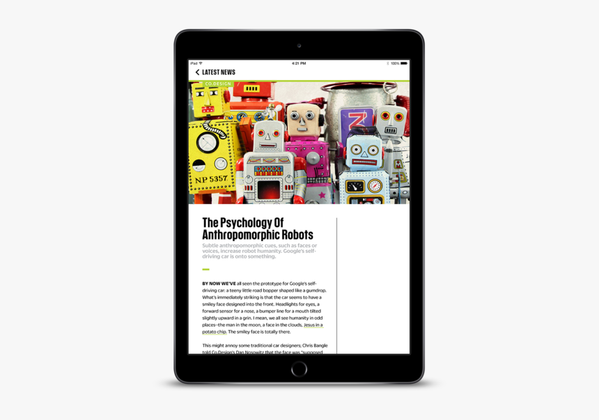 Fastcompany Tablet 04 Feedarticle - Mobile Device, HD Png Download