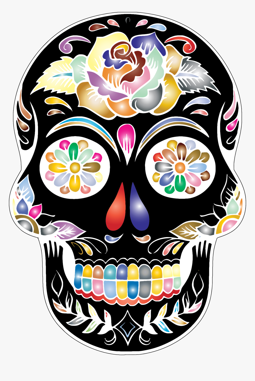 Candy Skull Png - Black And White Sugar Skull, Transparent Png