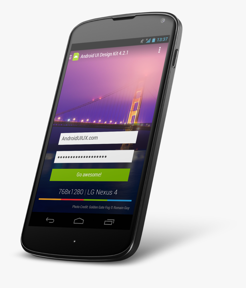 Nexus 4 Tilted Left - Android Phone Tilted, HD Png Download