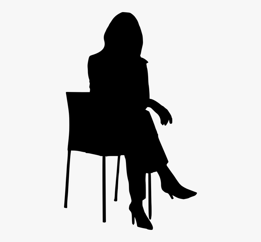 Silhouette, Business, Chair, Woman, Alone, Think - Woman Sitting On Chair Silhouette, HD Png Download