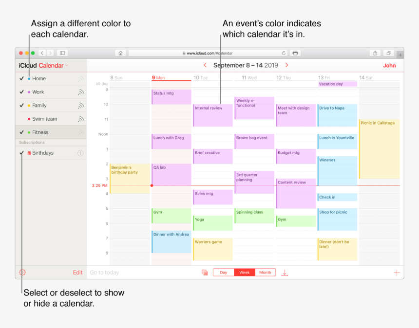 The Icloud Calendar Window, With Several Calendars - Calendar On Classification Of Computer, HD Png Download