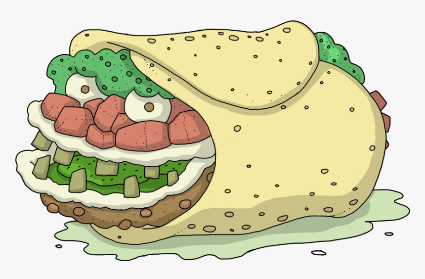 Black And White Library Burrito Clipart Fast Food - Cartoon, HD Png Download