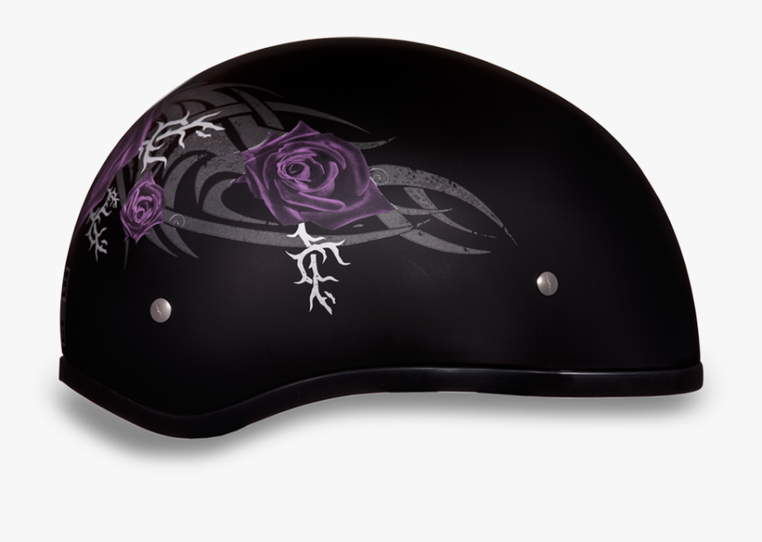 D6-pr Daytona 1/2 Shell Skull Cap With Purple Rose - Insect, HD Png Download