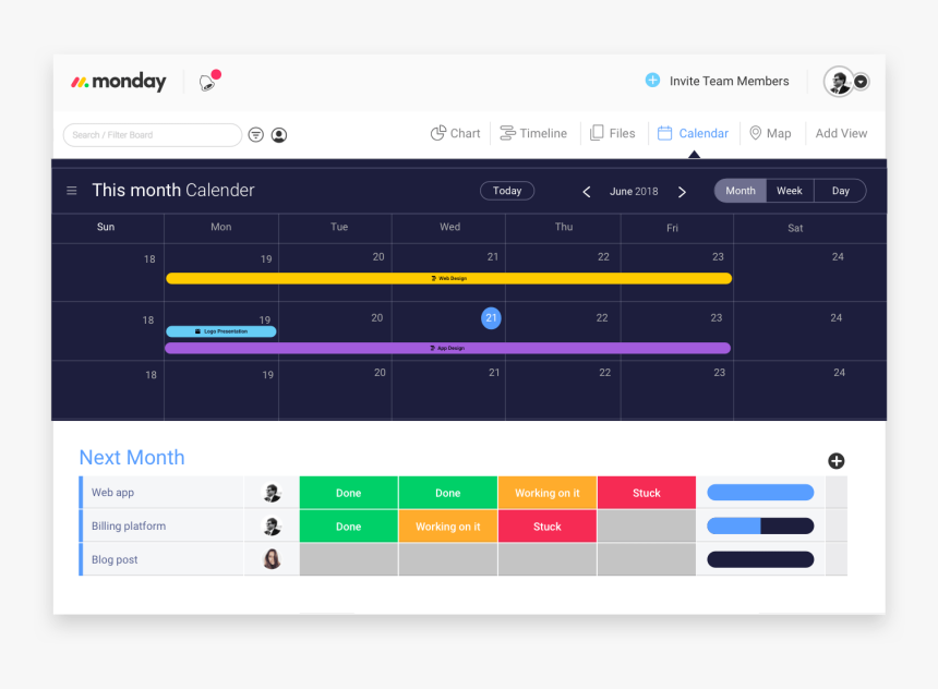 Calendarview - Monday Com Calendar View, HD Png Download