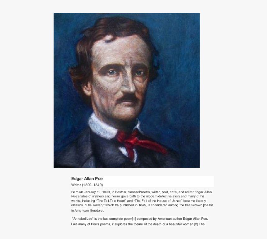 Transparent Edgar Allan Poe Png - Edgar Allan Poe, Png Download