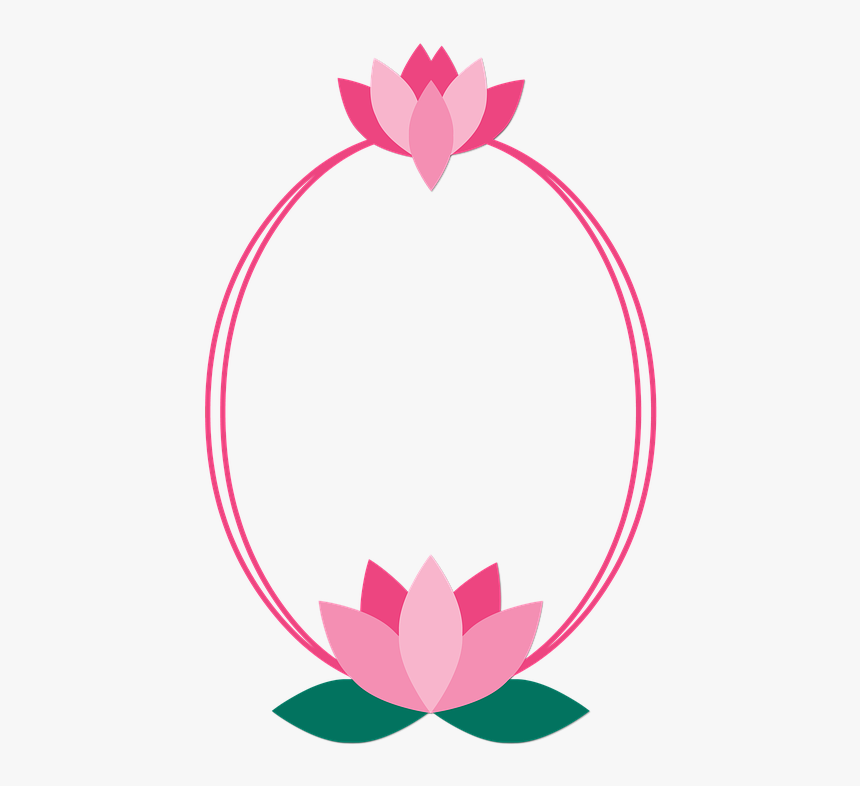 Frame, Flower, Lotus, Color Pink, Oval, Picture Frame - Lotus Flower Frame, HD Png Download