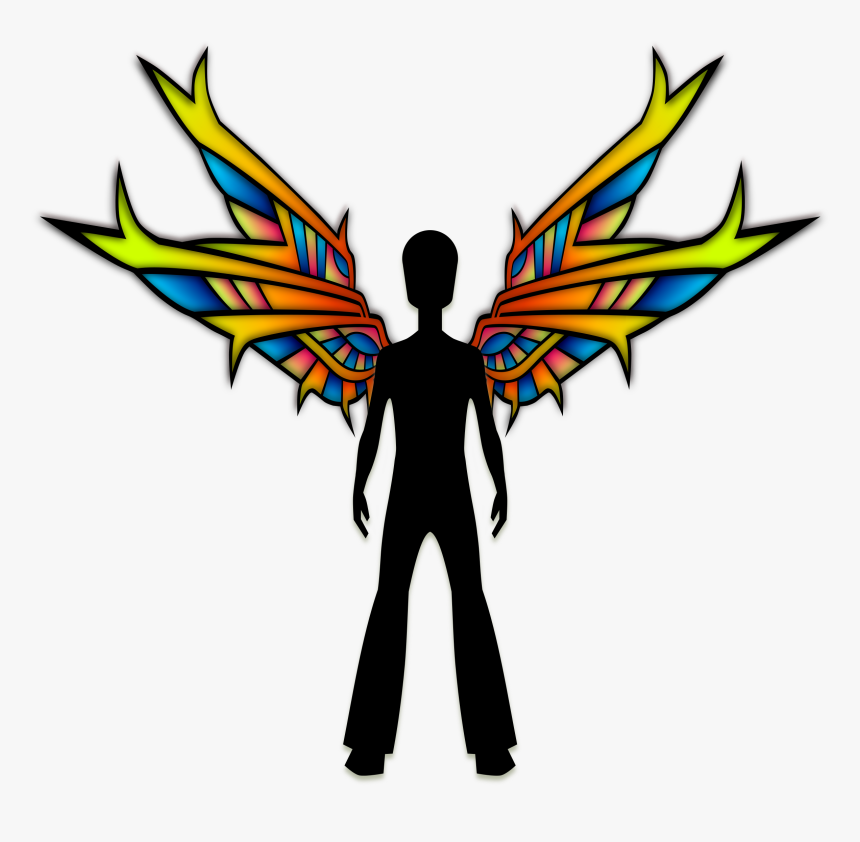 Wings Black Clip Arts - Cartoon Boy With Wing, HD Png Download