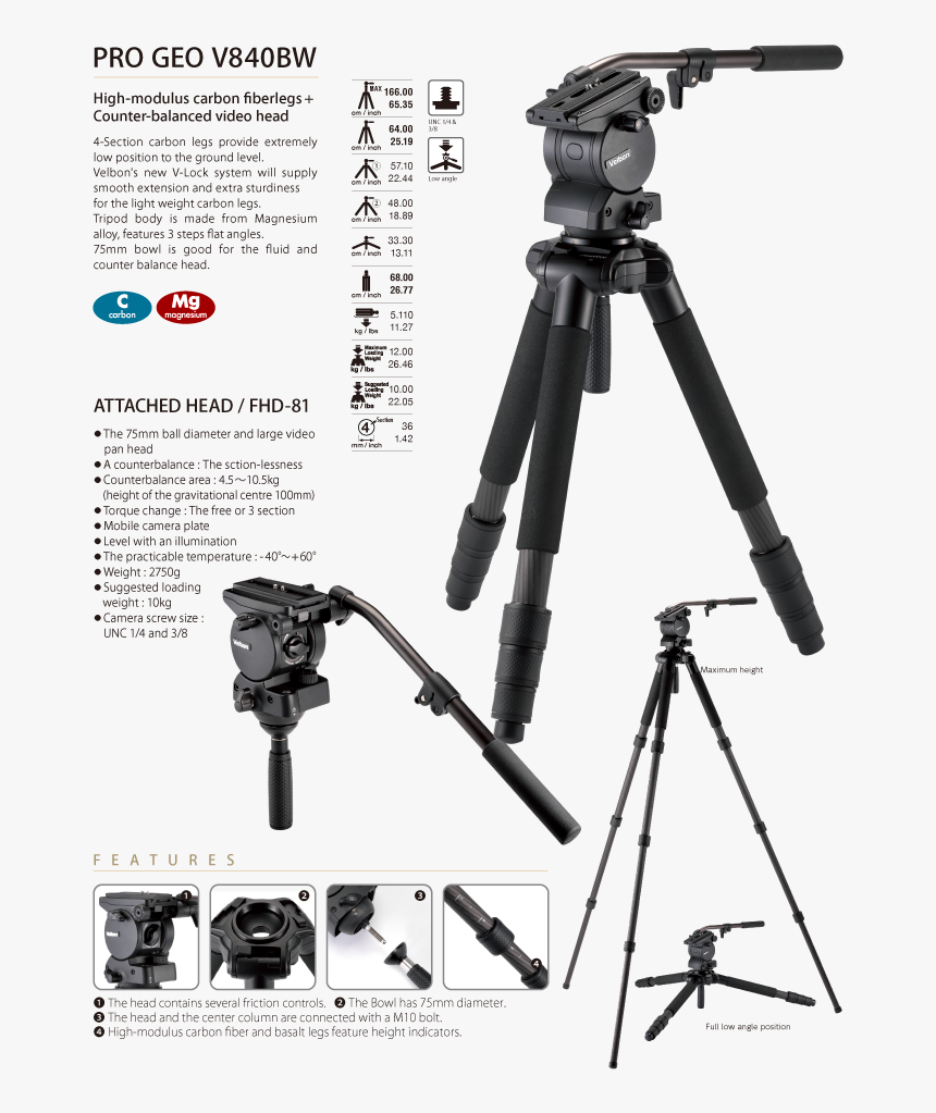 Geo - Velbon Pro Geo V840bw (a) Demoware Hardware/electronic, HD Png Download
