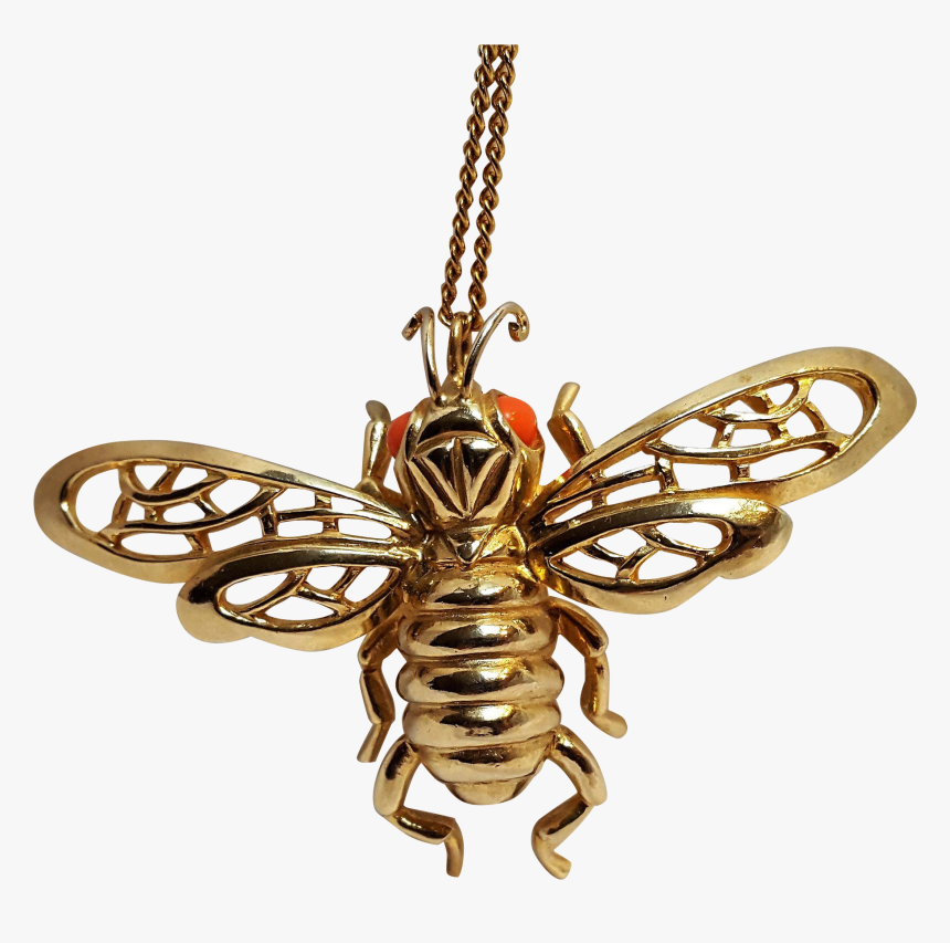 Castlecliff Bumble Bee Pendant Simulated Coral Eyes - Bee, HD Png Download