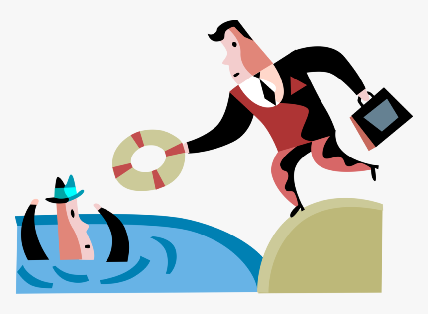 Vector Illustration Of Businessman Tosses Life Ring, HD Png Download