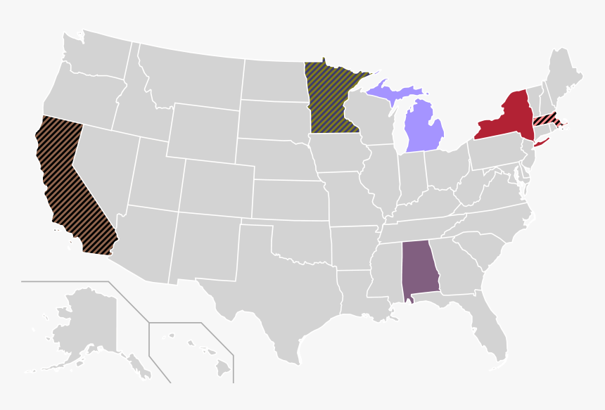 Presidential Candidate Home State Locator Map, 1968 - United States Of America Map 4 - Colorful Usa, HD Png Download