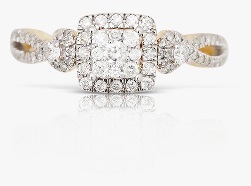 14k Yellow Gold Ladies Diamond Ring - Engagement Ring, HD Png Download