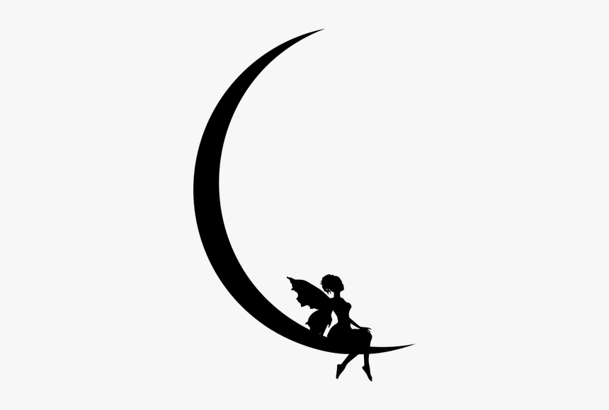 Fairy Resting On Moon - Crescent Moon And Fairy, HD Png Download