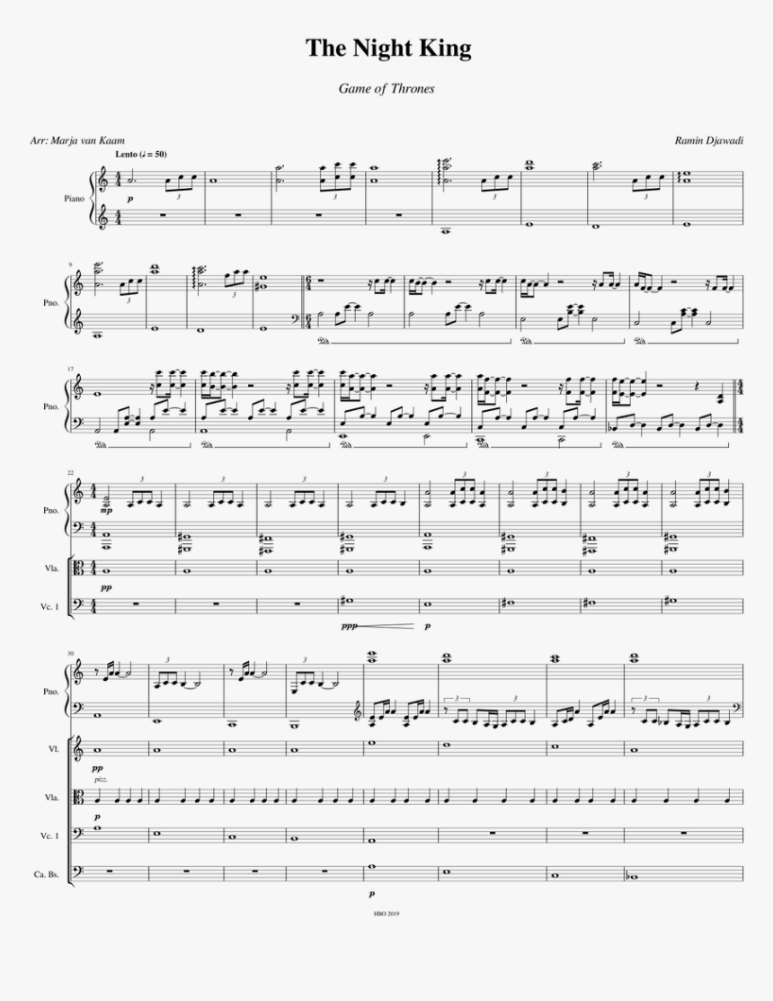 Music Score Night King, HD Png Download