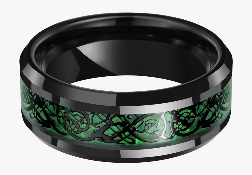 King Will Dragon Polished Ring Of Green Fibre & Black - Ring, HD Png Download