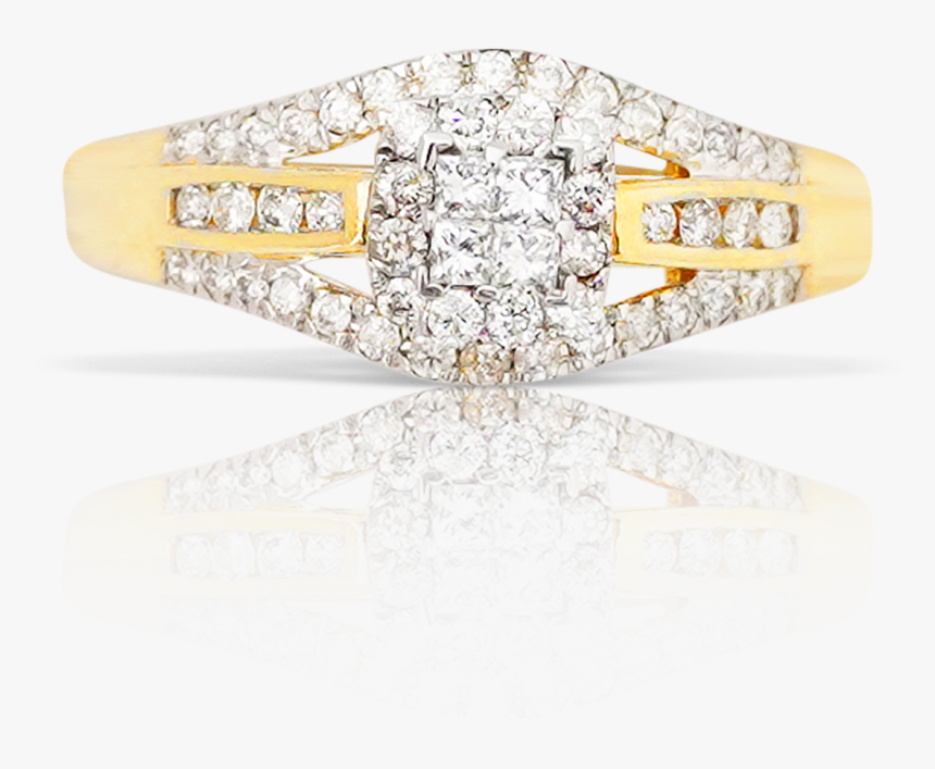 14k Yellow Gold Ladies Diamond Ring - Pre-engagement Ring, HD Png Download