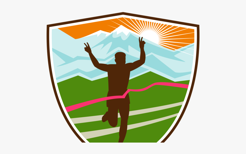 Victorious Marathon Runner Shield Silhouette Jogging - Marathon Runner, HD Png Download