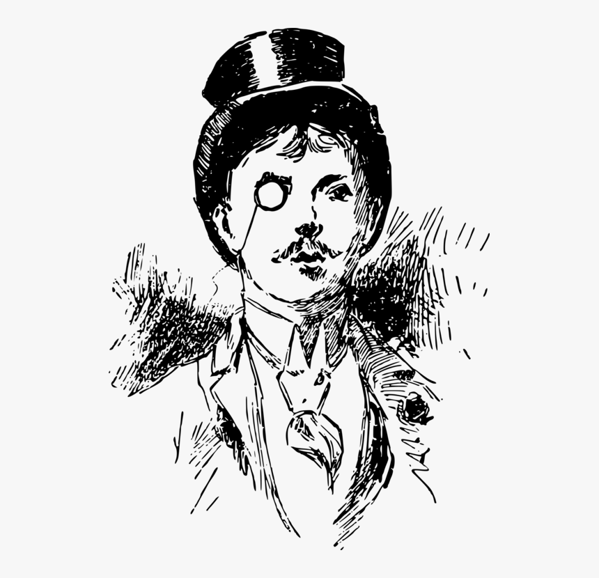 Art,monochrome Photography,facial Hair - Monocle Gentleman, HD Png Download
