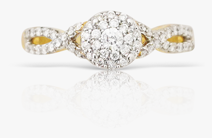 14k Yellow Gold Round Ladies Diamond Ring - Pre-engagement Ring, HD Png Download