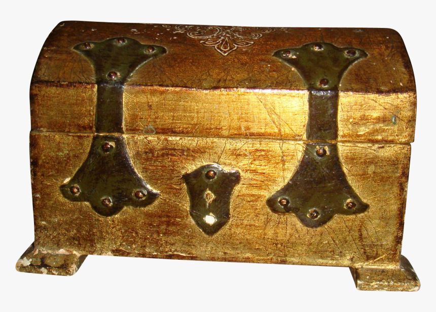 Florentine Wooden Gold Gesso Treasure Chest Domed Trunk, - Artifact, HD Png Download
