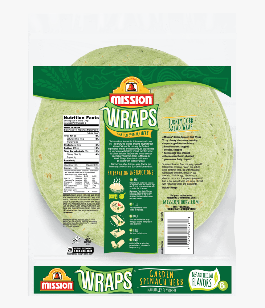 Spinach Tortilla Ingredients, HD Png Download