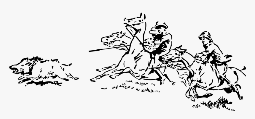 Riding, Hunt, Boar, Hunting, Chase, Ride, Chasing - Черно Белые Картинки Охота, HD Png Download