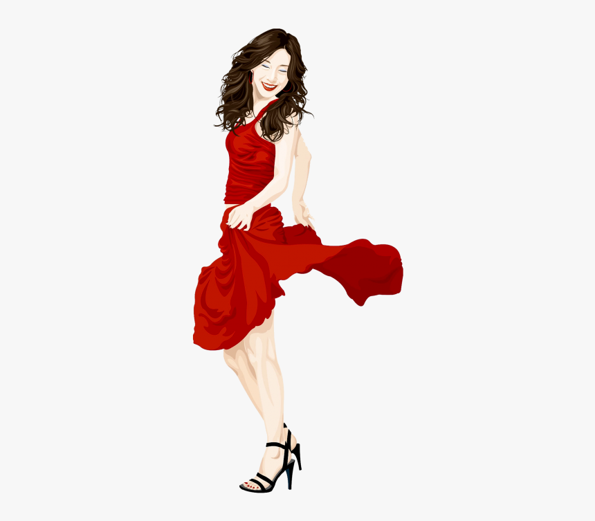 Glamour Lady In Red Dress Png Image Free Download Searchpng - Woman In Red Dress Png, Transparent Png