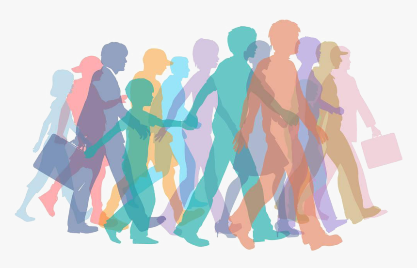 Banner Freeuse Download Clip Art Crowds Silhouette - Walking Crowd Clipart, HD Png Download