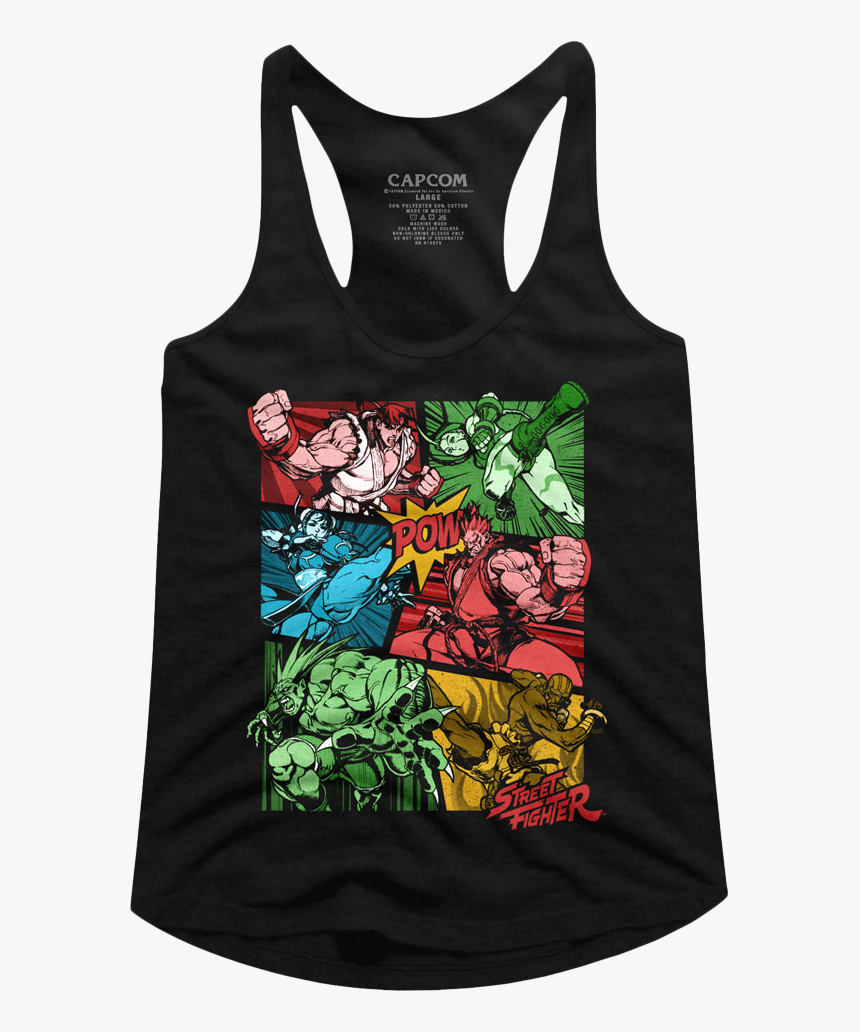 Comic Book Action Street Fighter Racerback Tank Top - T-shirt, HD Png Download