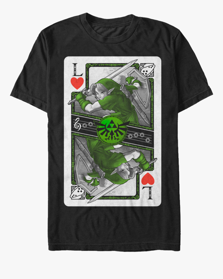 Link Playing Card T-shirt - Legend Of Zelda Mens Shirt, HD Png Download