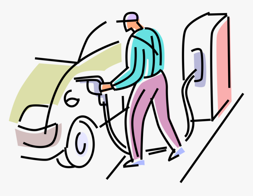 Vector Illustration Of Gas Station Attendant Fills, HD Png Download