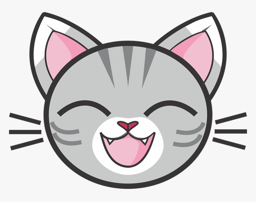 Gray Tabby Cat, Grey Tabby, Tabby, Silver Tabby, Kitty - Cat Face Cartoon Png, Transparent Png