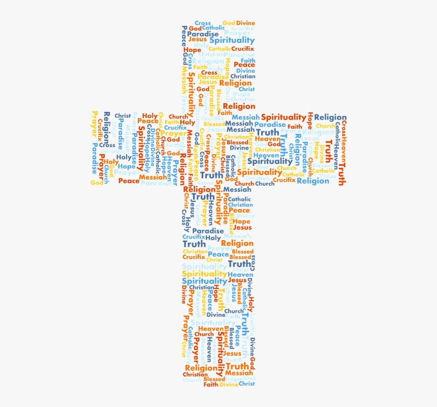 Catholic Christ Christian - Cross Full Of Words, HD Png Download
