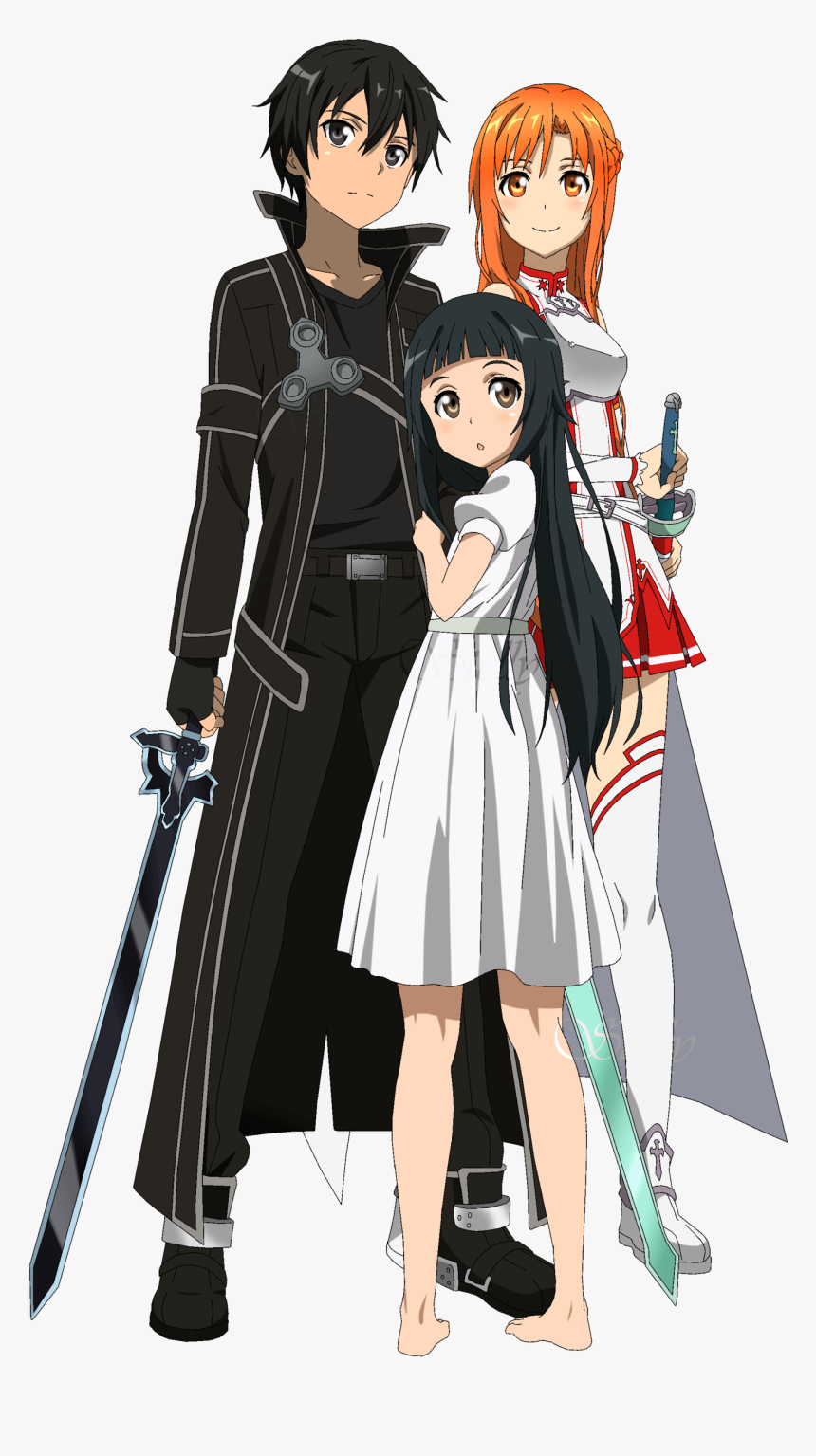 Kirito Et Asuna Et Yui, HD Png Download