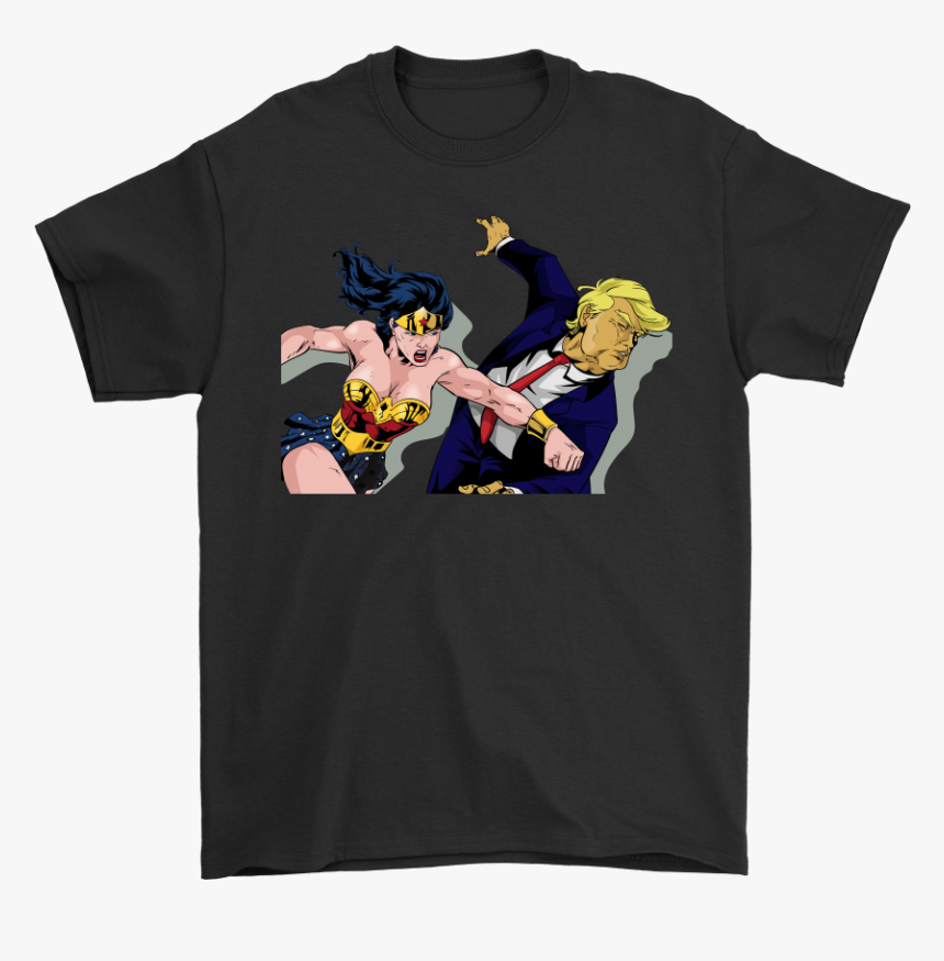 Wonder Woman Punching Donald Trump Face Shirts - Science Shirts Schrodinger's Cat, HD Png Download