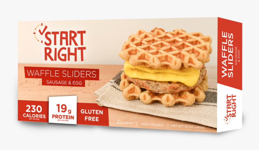 Breakfast Sandwich, Start Right Waffle Slider, Waffle - Belgian Waffle, HD Png Download
