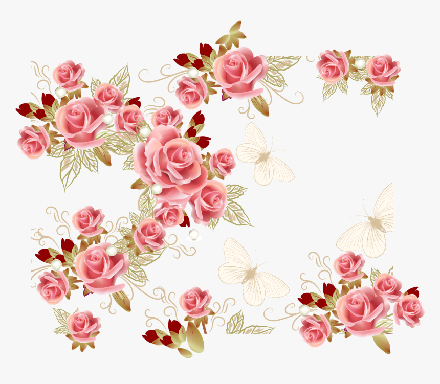 Garden Roses Pink Flower - Wedding Greeting Card Designs, HD Png Download