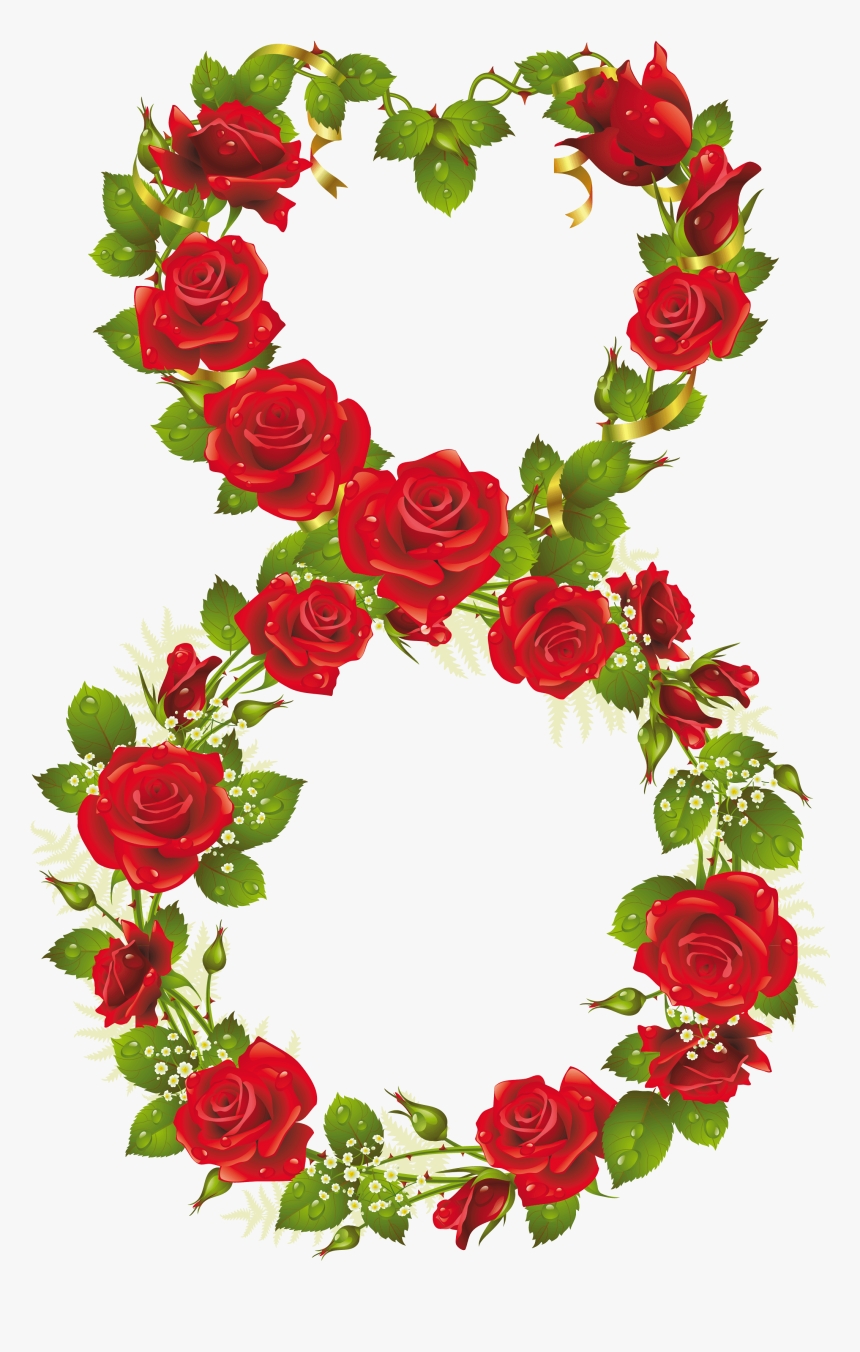 Eighth Of March With Roses Png Clipart Happy Woman - Beautiful Rose Image Download, Transparent Png