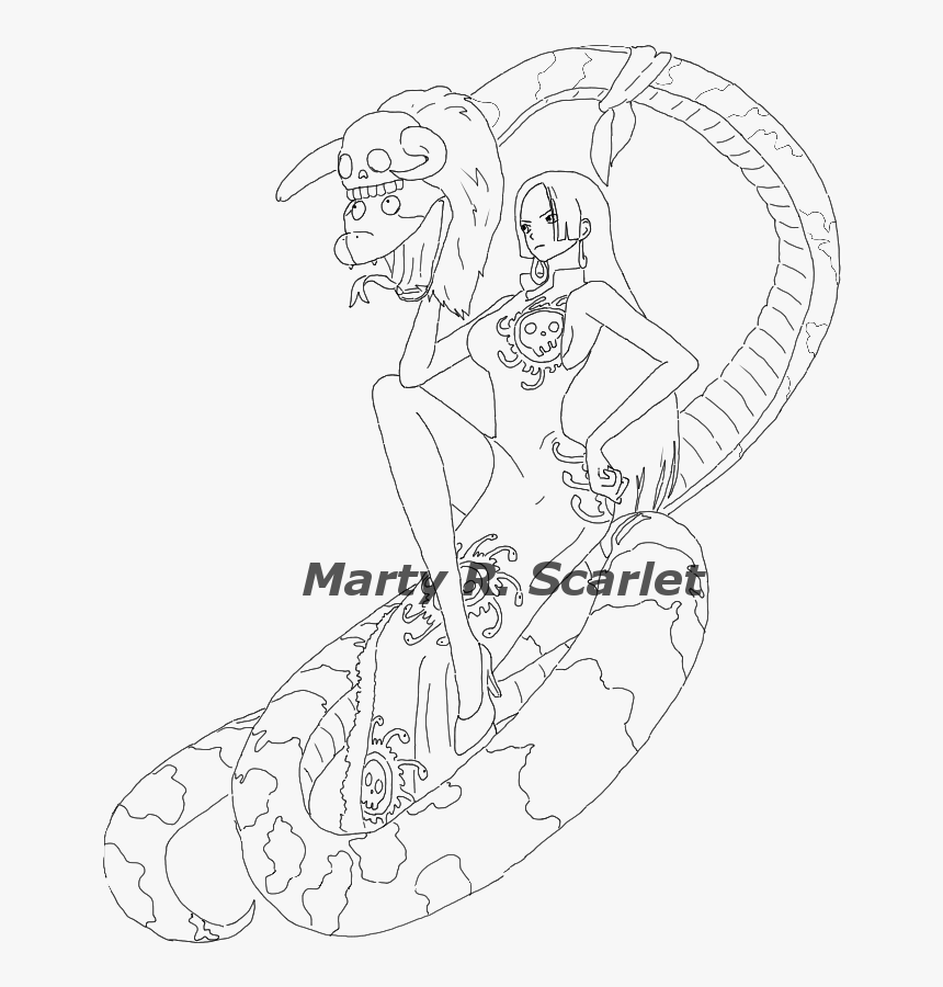 Boa Hancock Lineart By Helldolly - Boa Hancock Lineart, HD Png Download