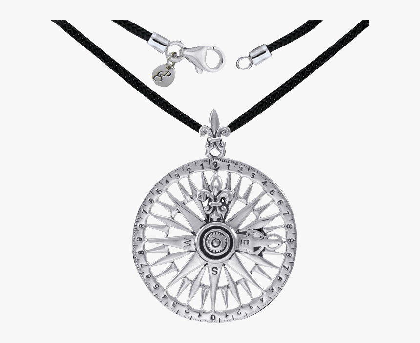 Silver Compass Rose Pendant And Cord - Indian Flag For Background Editing, HD Png Download